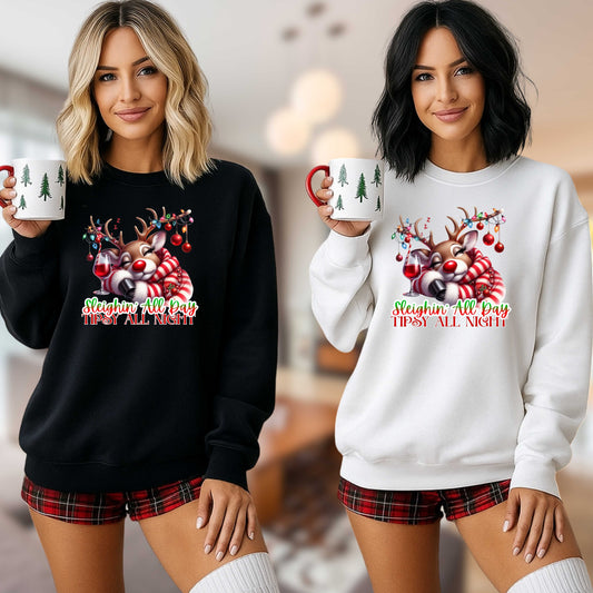 Sleighing All Day Funny Christmas Shirt