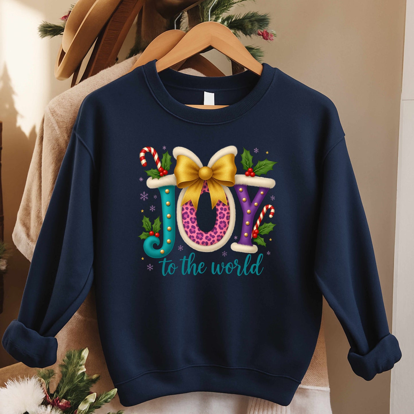 Joy To The World Christmas Crewneck Pullover Sweatshirt