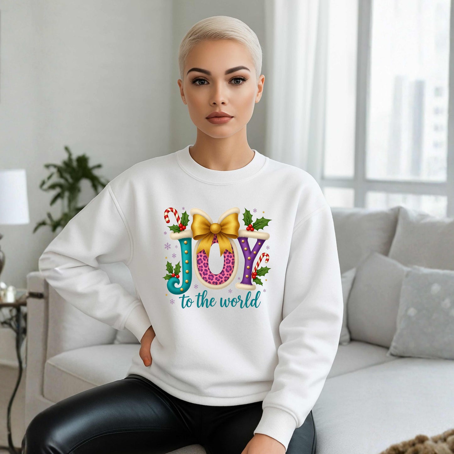 Joy To The World Christmas Crewneck Pullover Sweatshirt