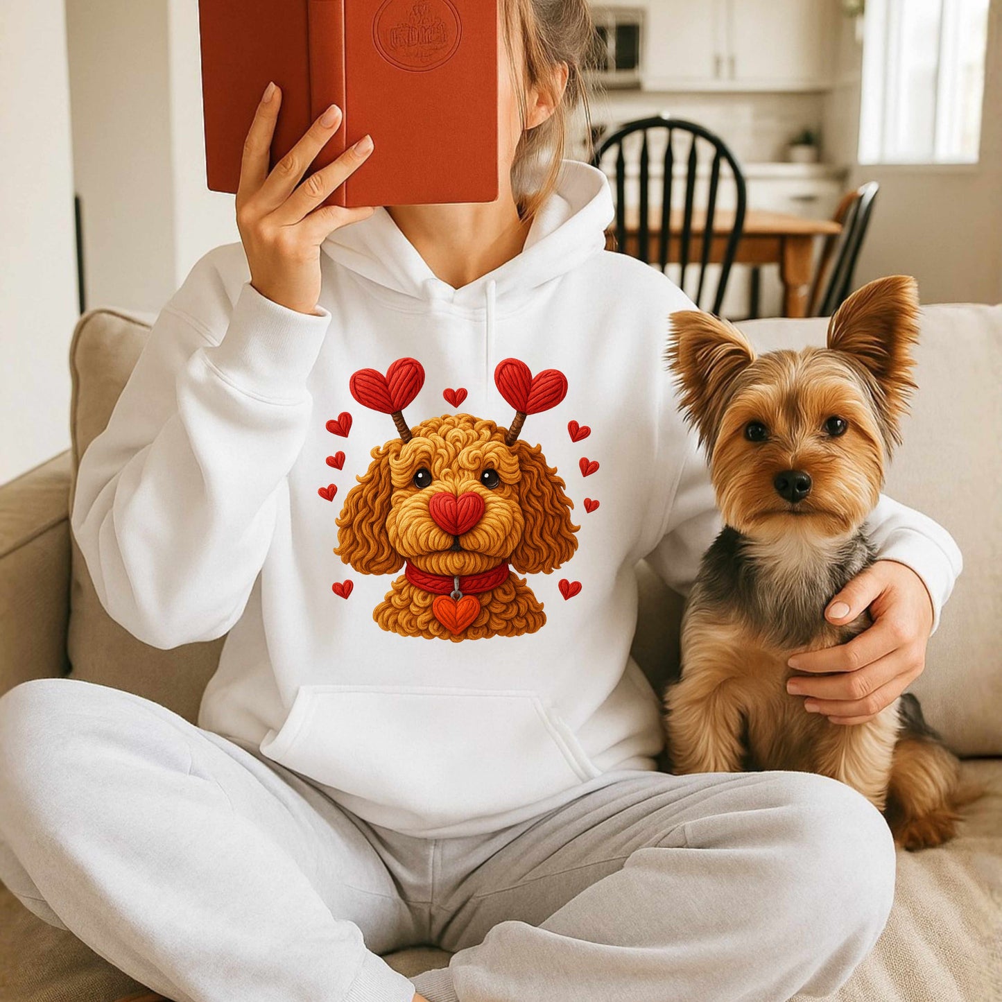 Cute Faux Yarn Golden Doodle Crewneck Pullover Sweatshirt