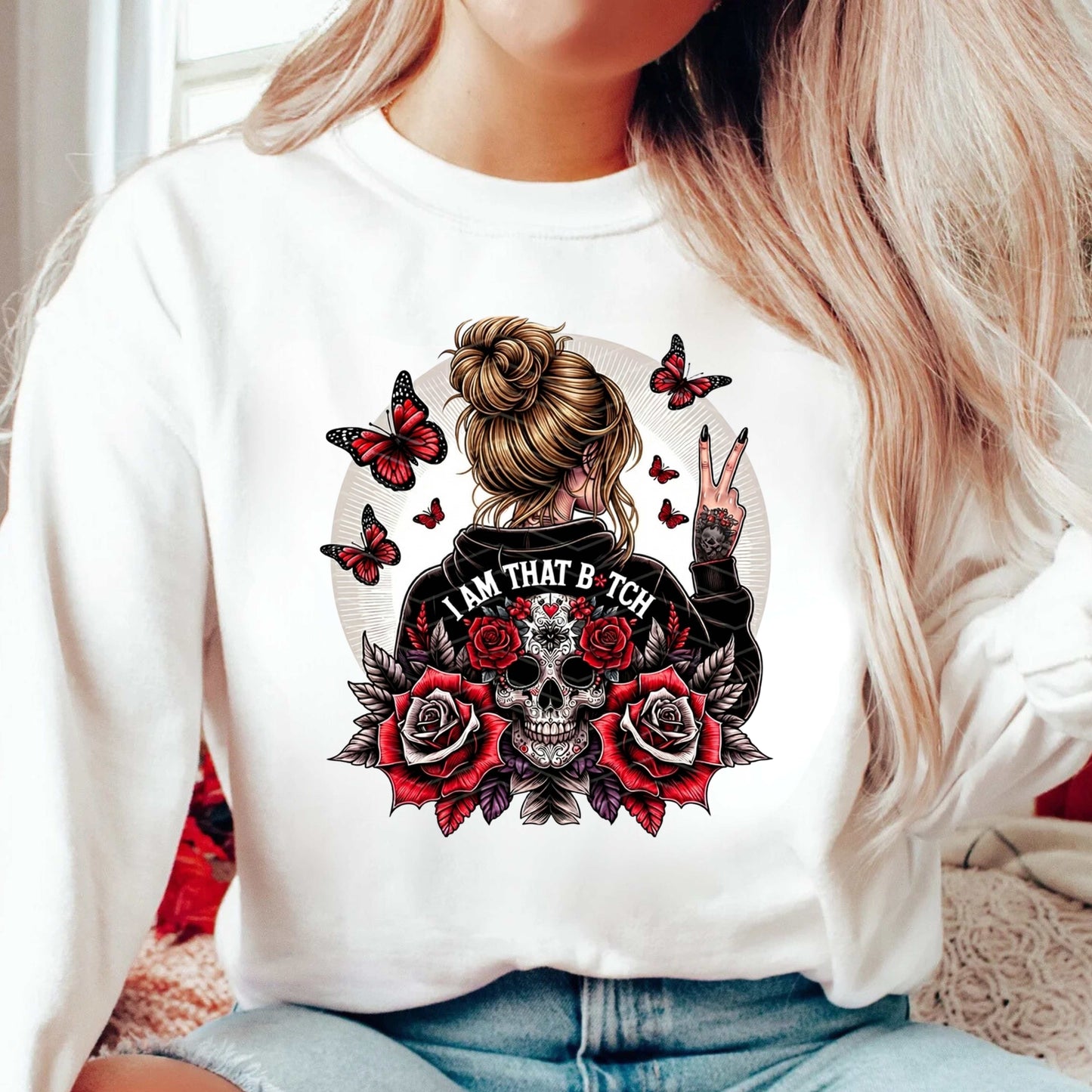 I'm That B'tch Funny Rose Crewneck Pullover Sweatshirt