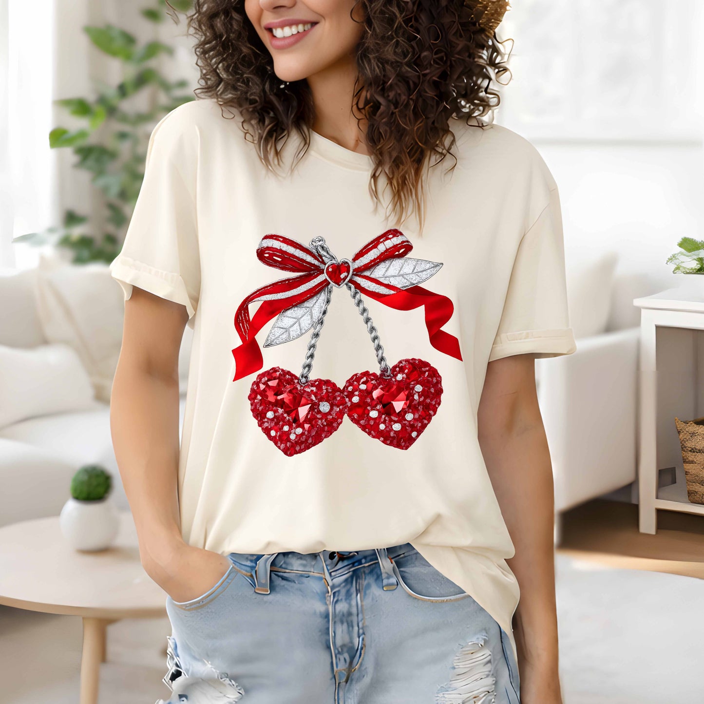 Bling it on Cherry Hearts T-Shirt
