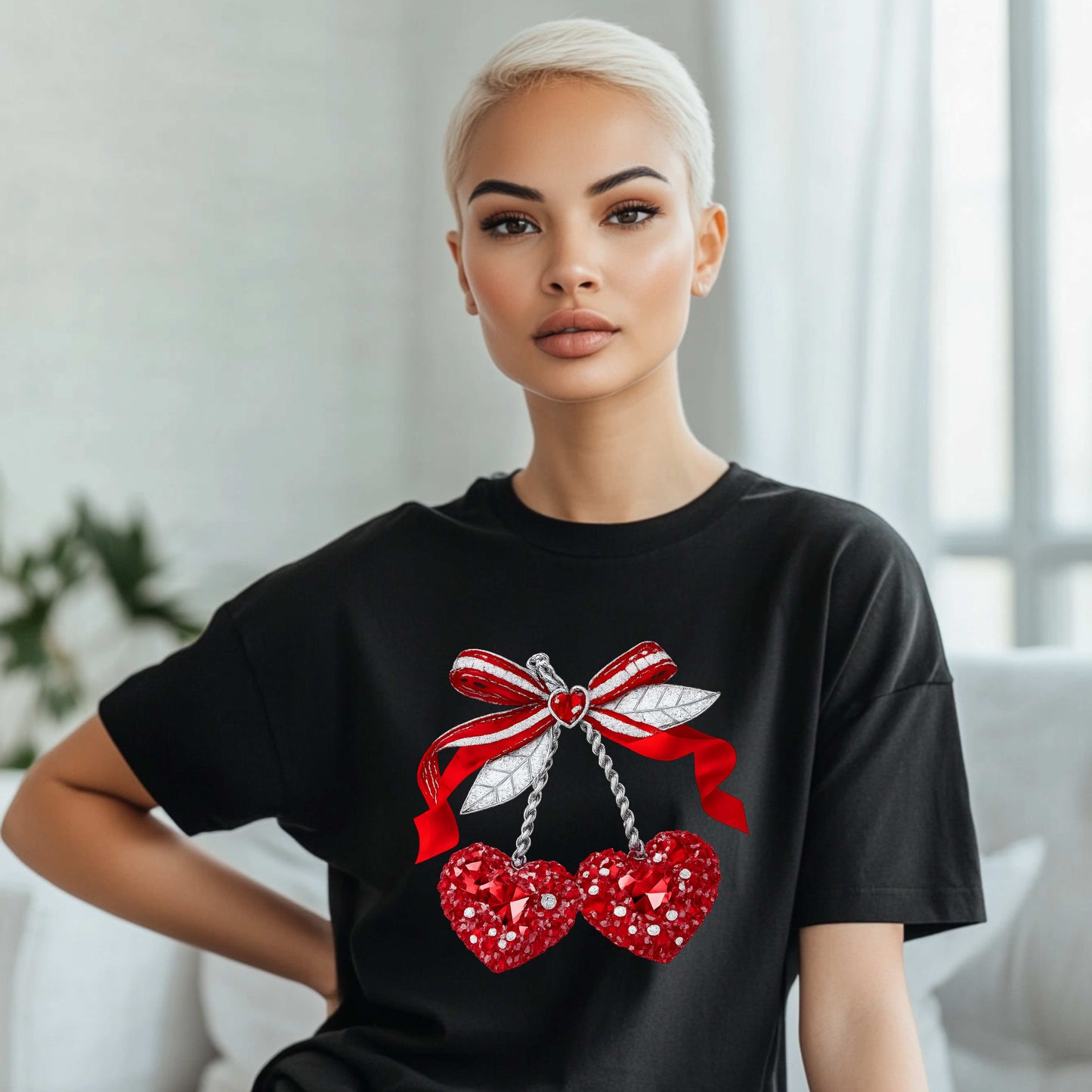 Bling it on Cherry Hearts T-Shirt
