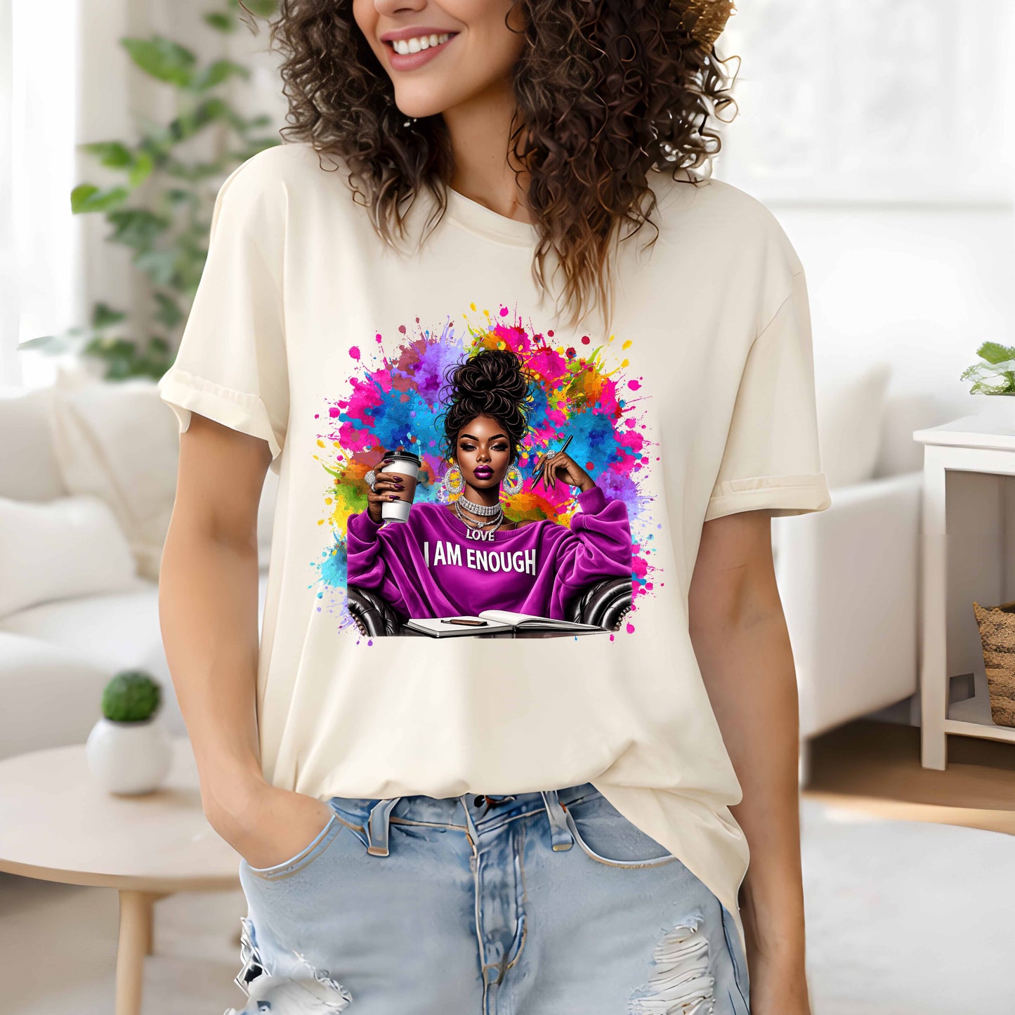 I Am Enough Colorful Abstract Crewneck Pullover Sweatshirt