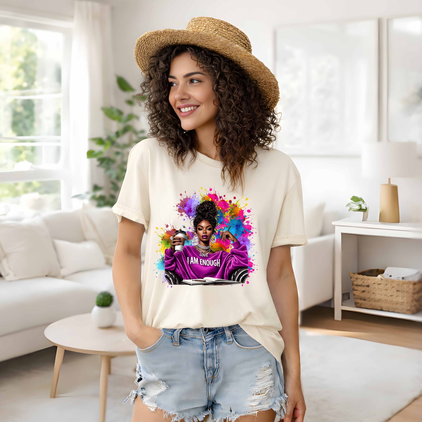 I Am Enough Colorful Abstract Crewneck Pullover Sweatshirt