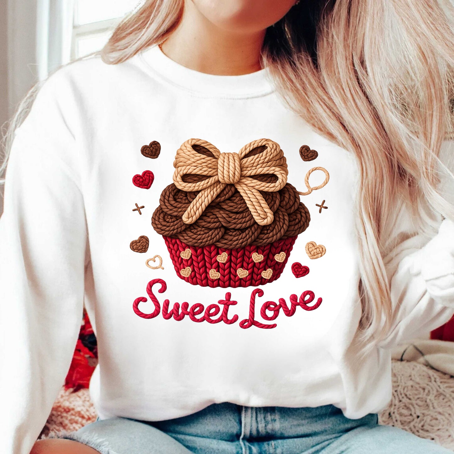 Faux  Crochet Sweet Love Cupcake T-Shirt