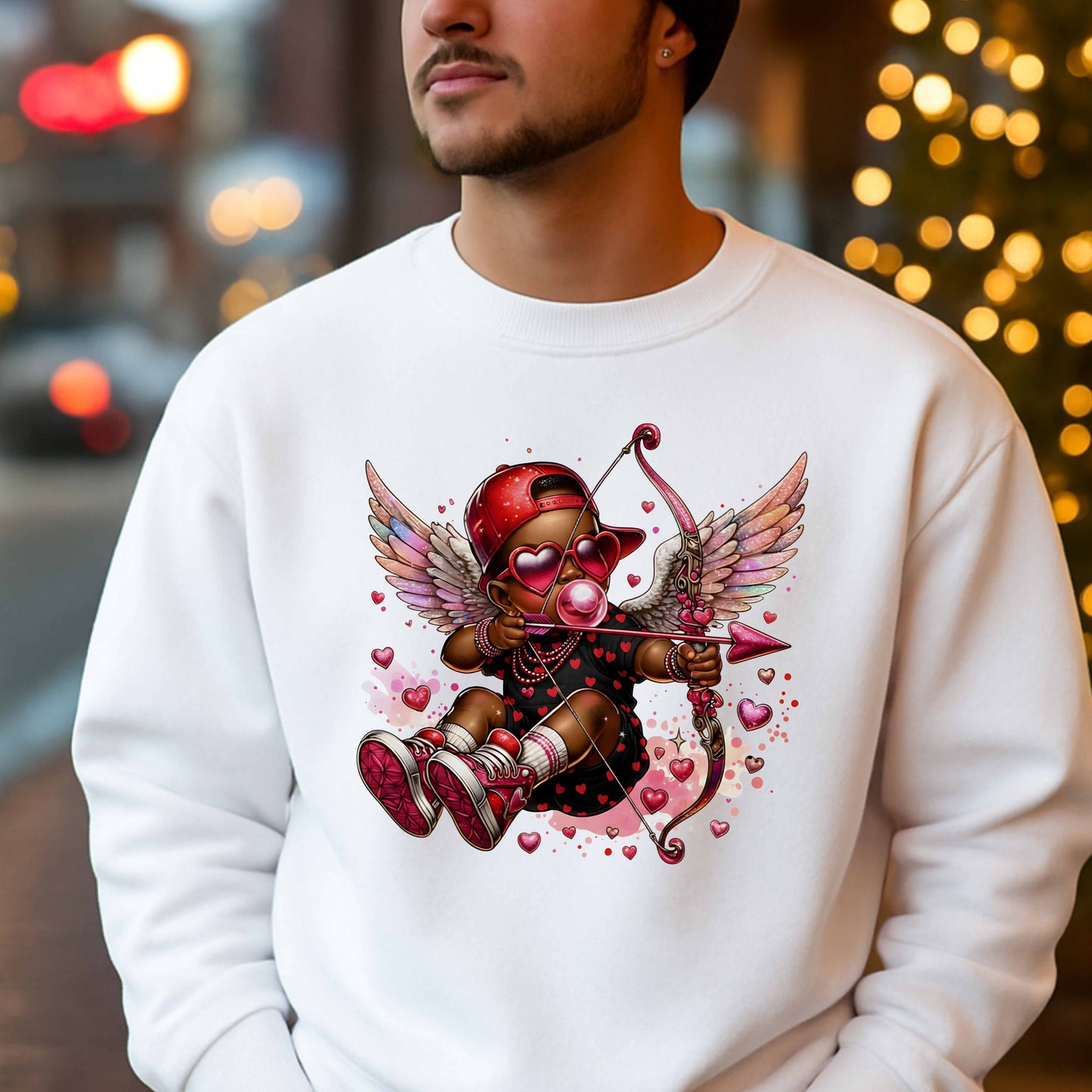 I See You Looking Cupid Valentines Day Men's Pullover Sweatshirt