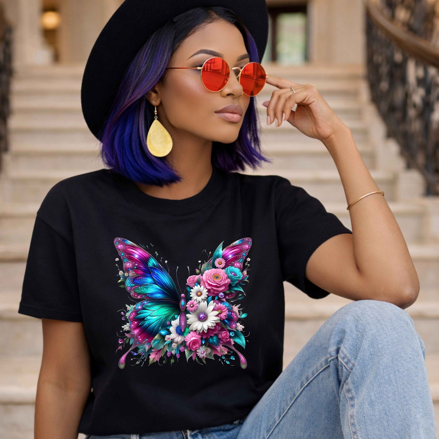 Beautiful Flower Butterfly T-Shirt