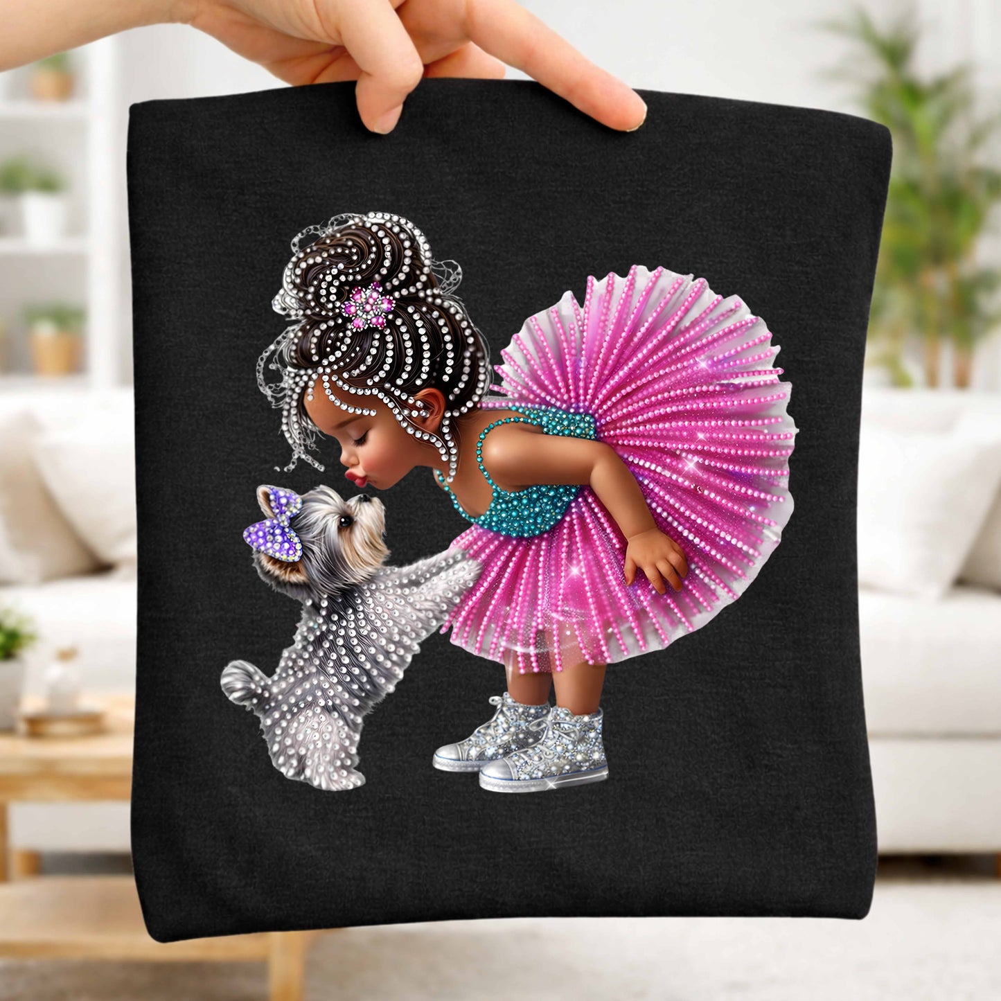 Faux Rhinestones and Beads Yorkie and TuTu T-Shirt