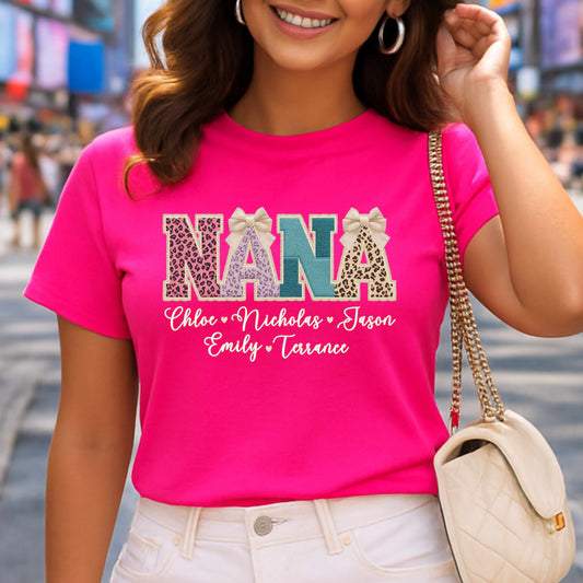 Personalized Faux Embroidered Nana T-Shirt | Mother's Day Gift Idea