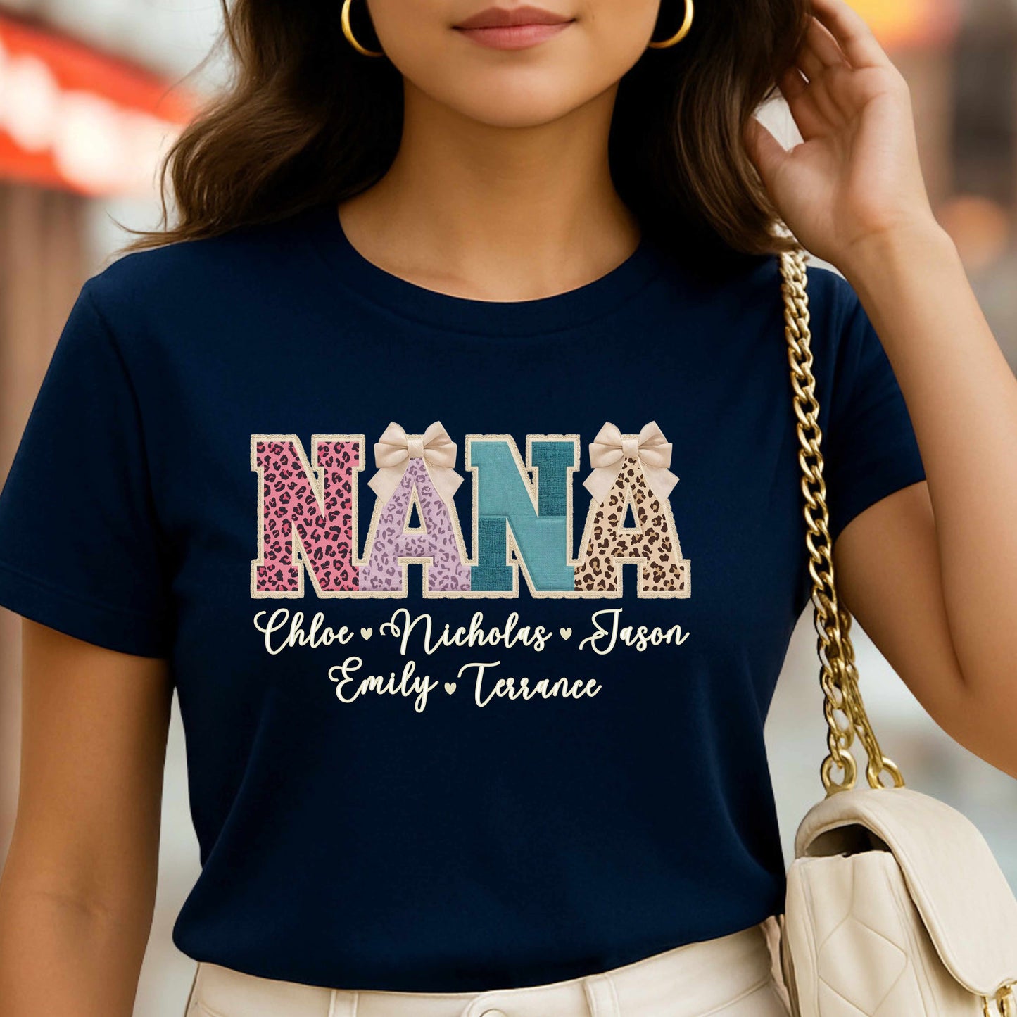Personalized Faux Embroidered Nana T-Shirt | Mother's Day Gift Idea