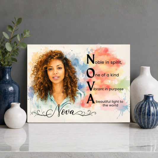 Personalized Name Watercolor Portrait Wall Art