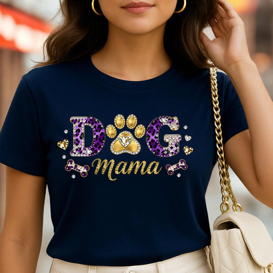 Faux Rhinestone Dog Mama T-Shirt
