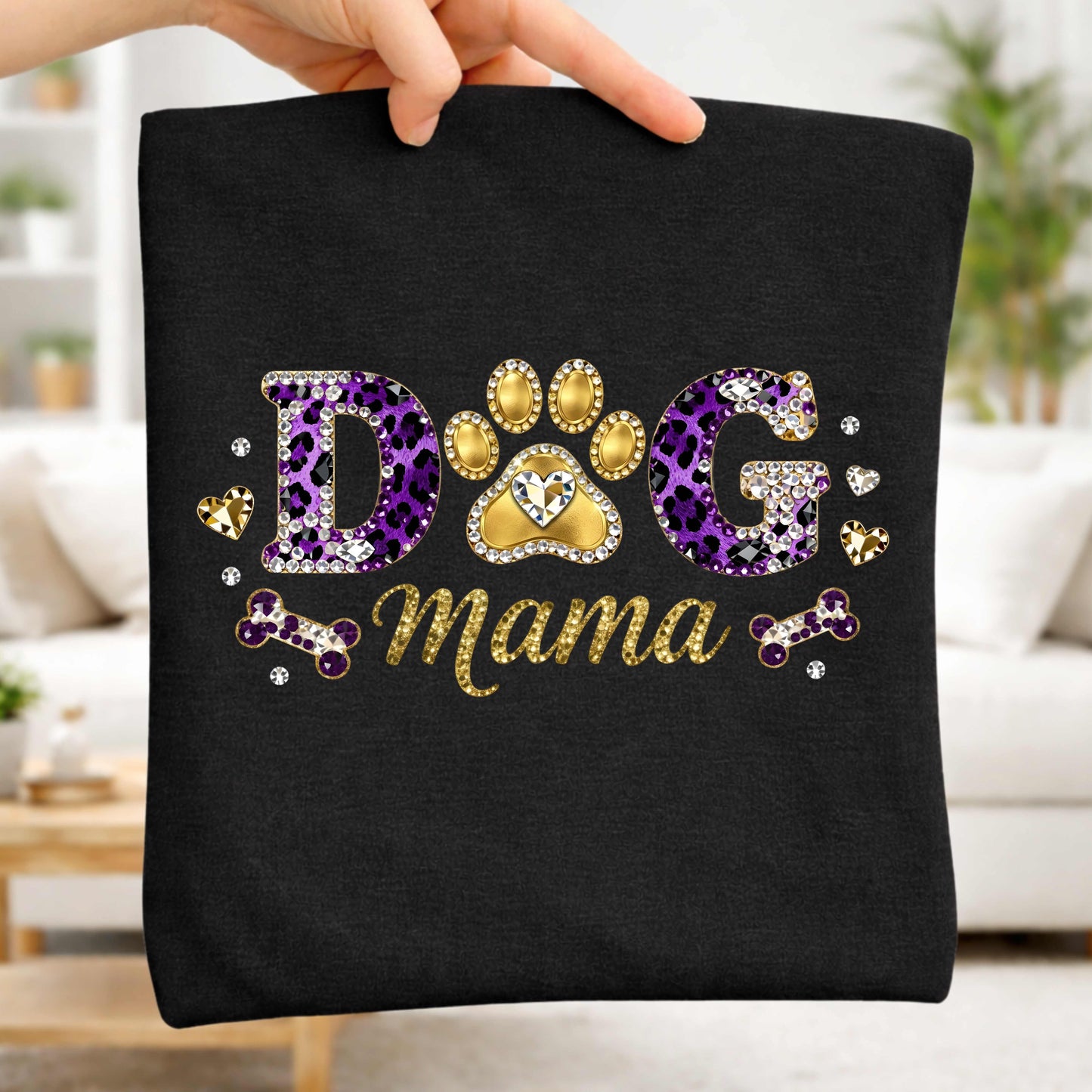 Faux Rhinestone Dog Mama T-Shirt