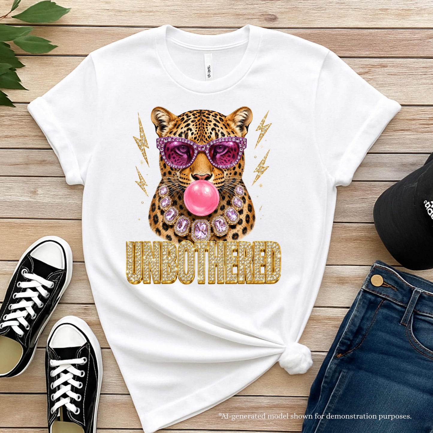Unbothered Faux Jeweled Leopard T-Shirt