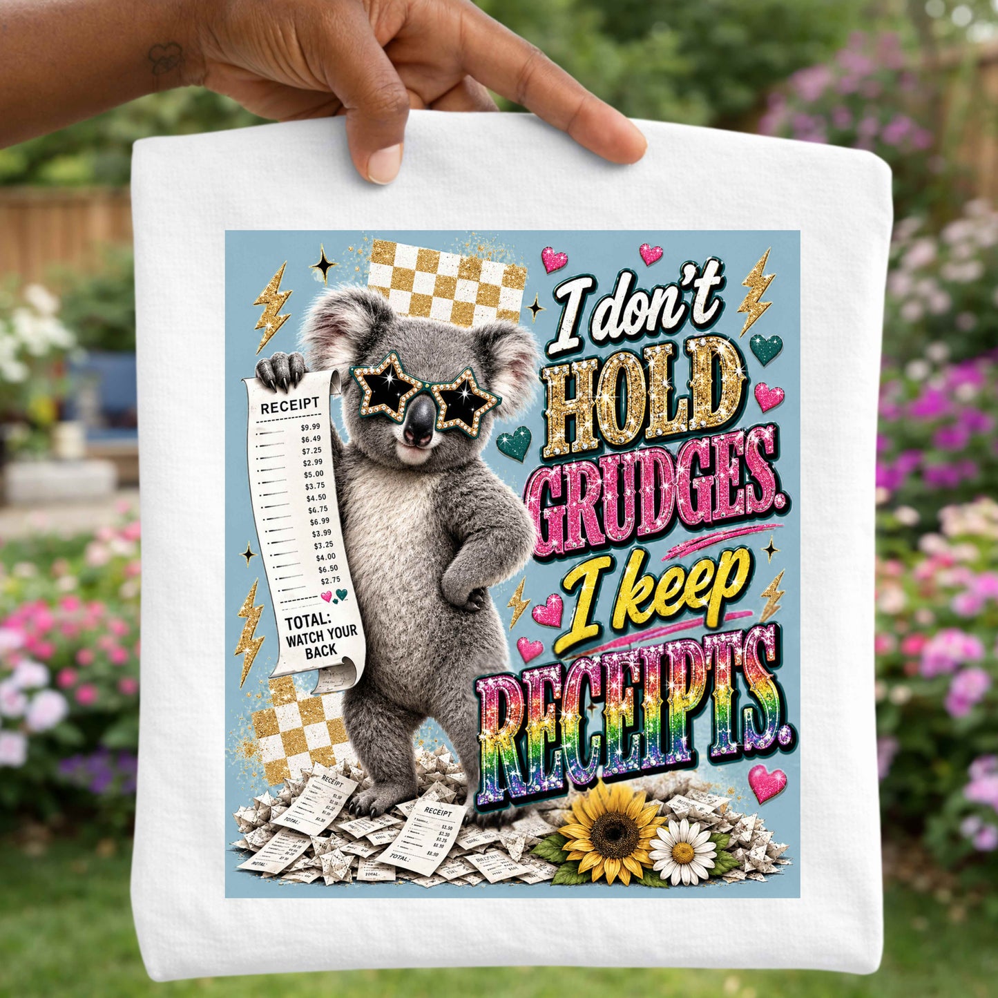 I Don't Hold Grudges Funny Faux Bling T-Shirt