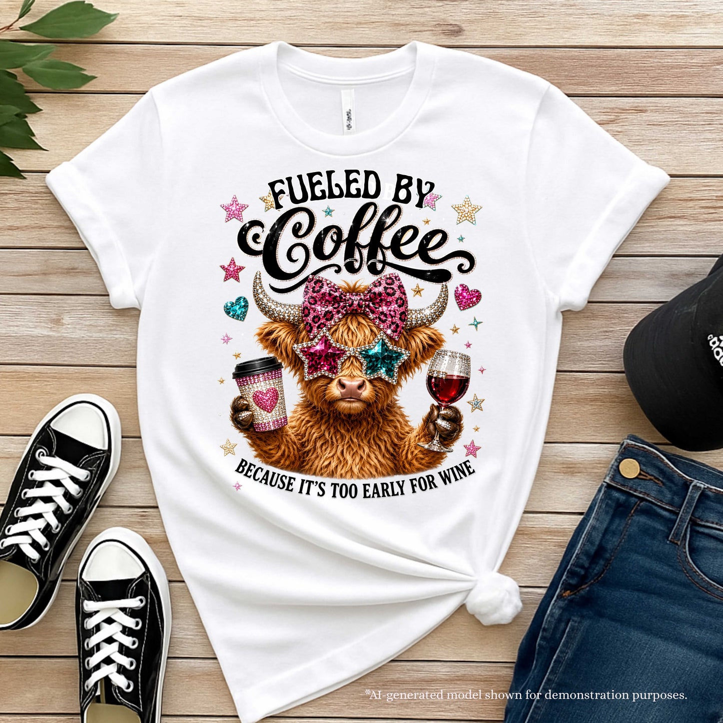Faux Bling Fueled By Coffee | Funny Coffee Lovers T-Shirt
