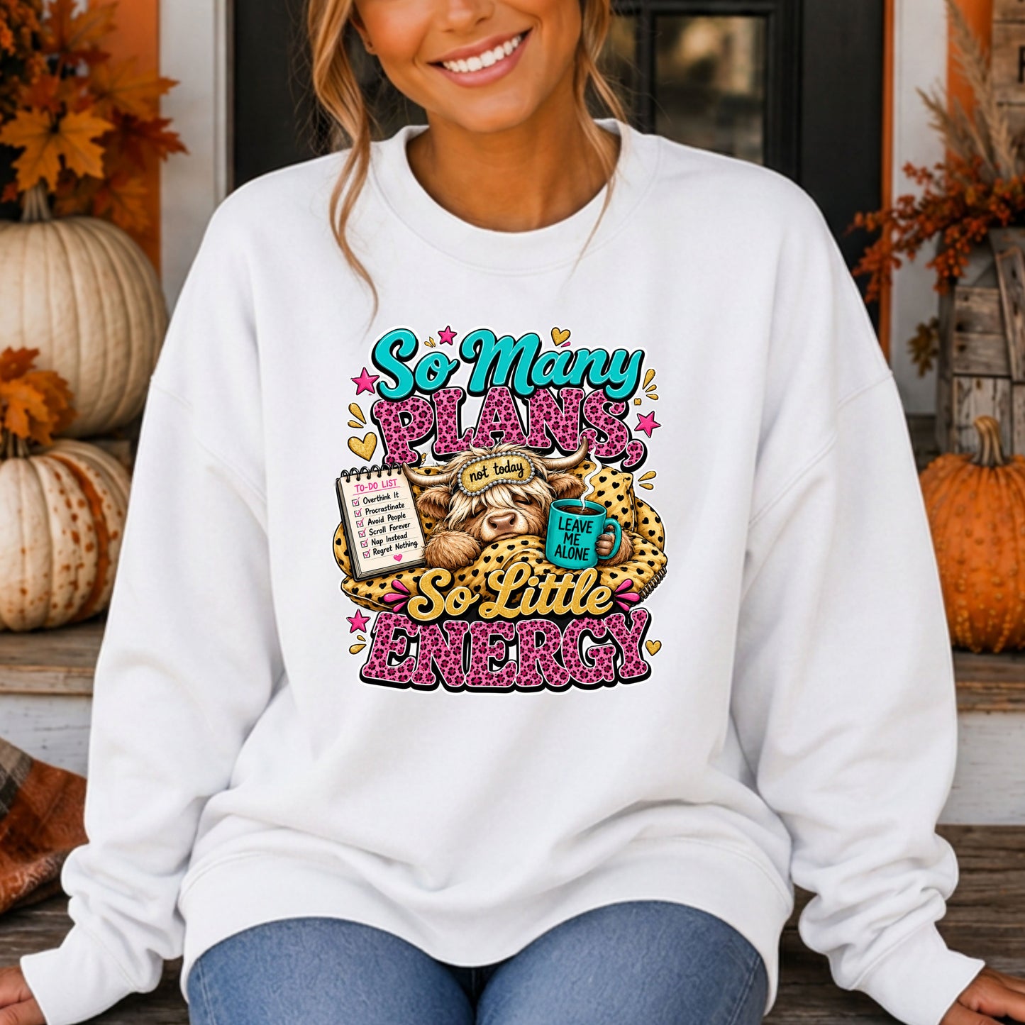 Lazy Cow Pink Leopard Print Crewneck Pullover Sweatshirt