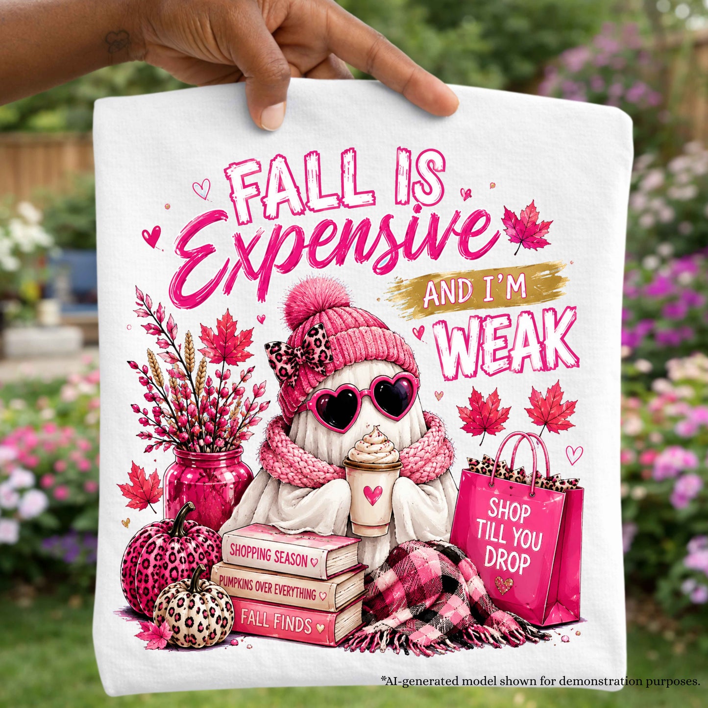 Fall Pink Funny Ghost T-Shirt