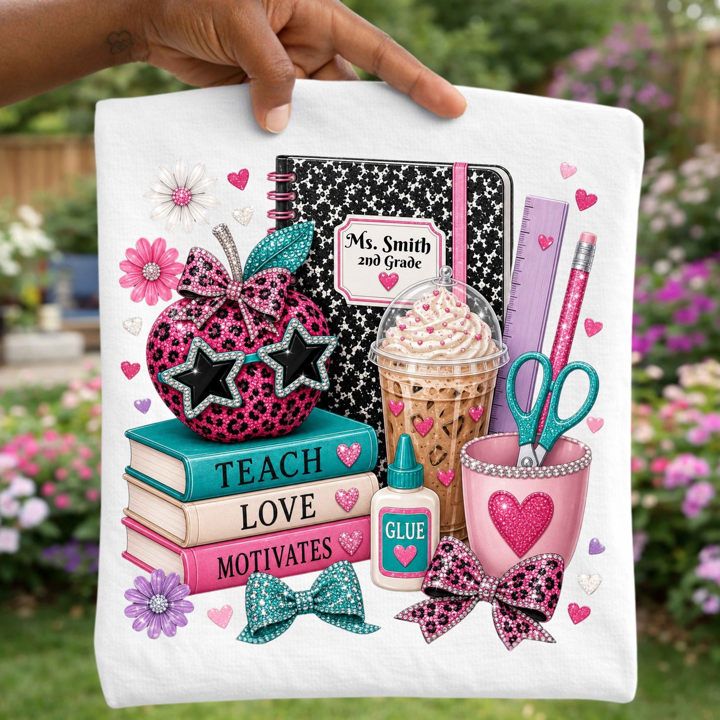Personalized Faux Bling Teacher Back to School T-Shirt