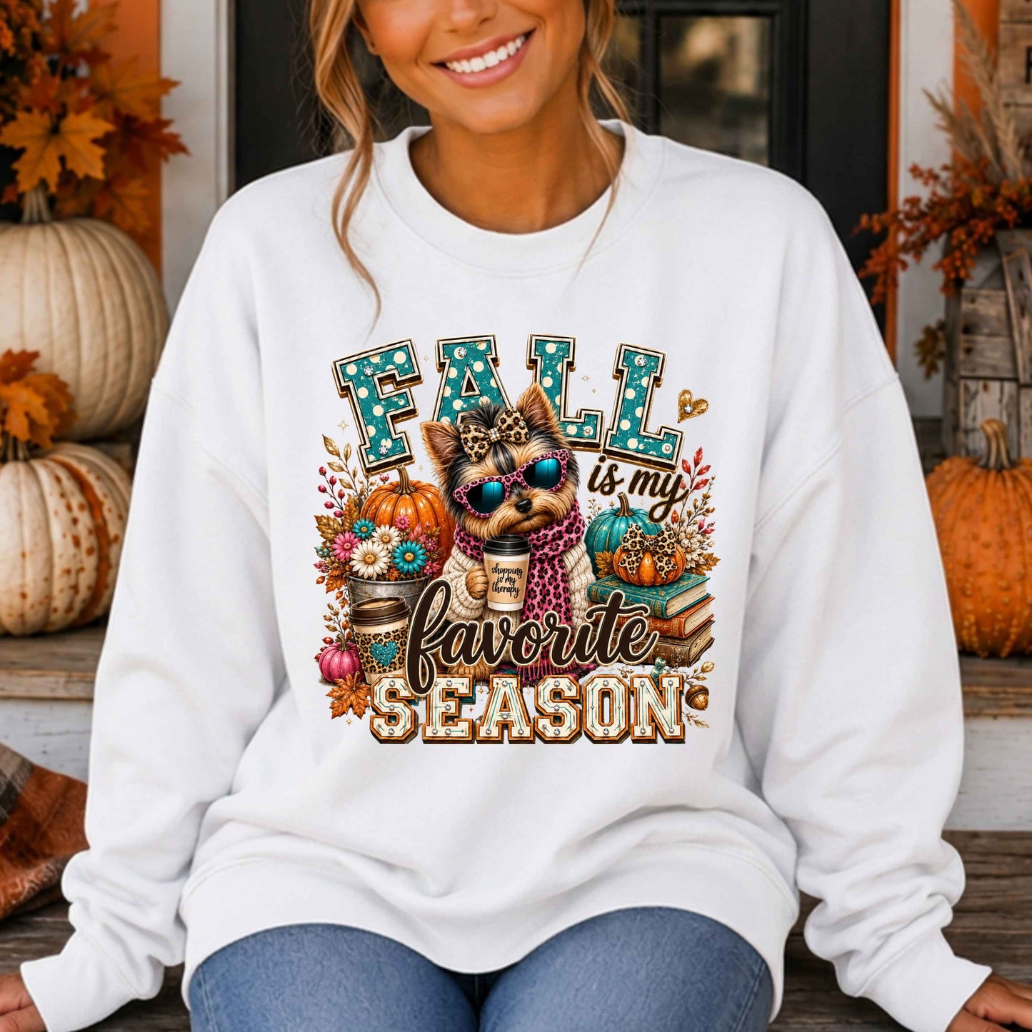 Yorkie  Fall Crewneck Pullover Sweatshirt