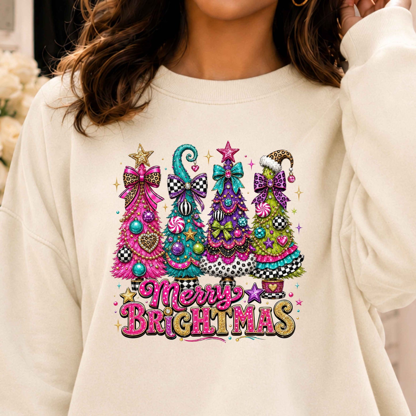 Grinch Inspired Christmas Tree Crewneck Pullover Sweatshirt