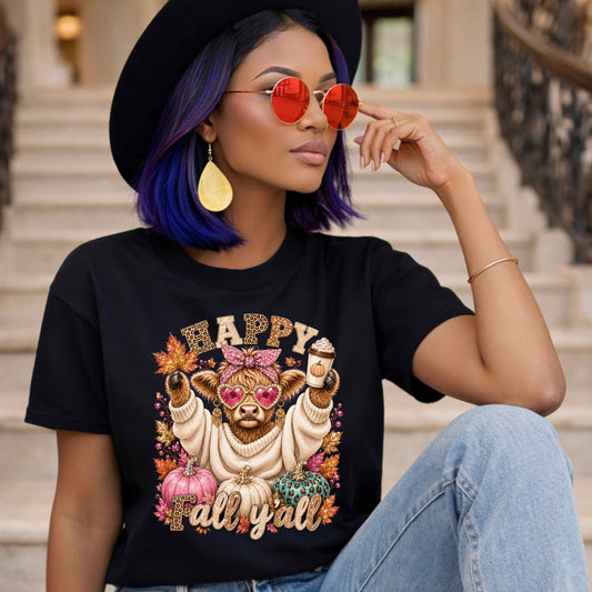 Happy Fall Y'all Funny Faux Bling T-Shirt