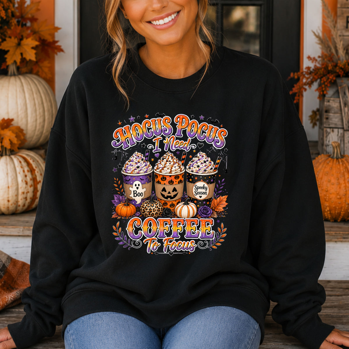 Hocus Pocus Coffee Lovers Crewneck Pullover Sweatshirt