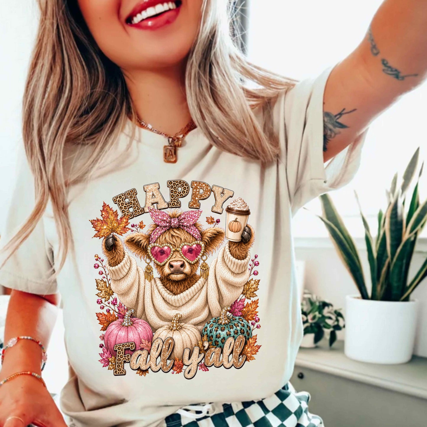 Happy Fall Y'all Funny Faux Bling T-Shirt