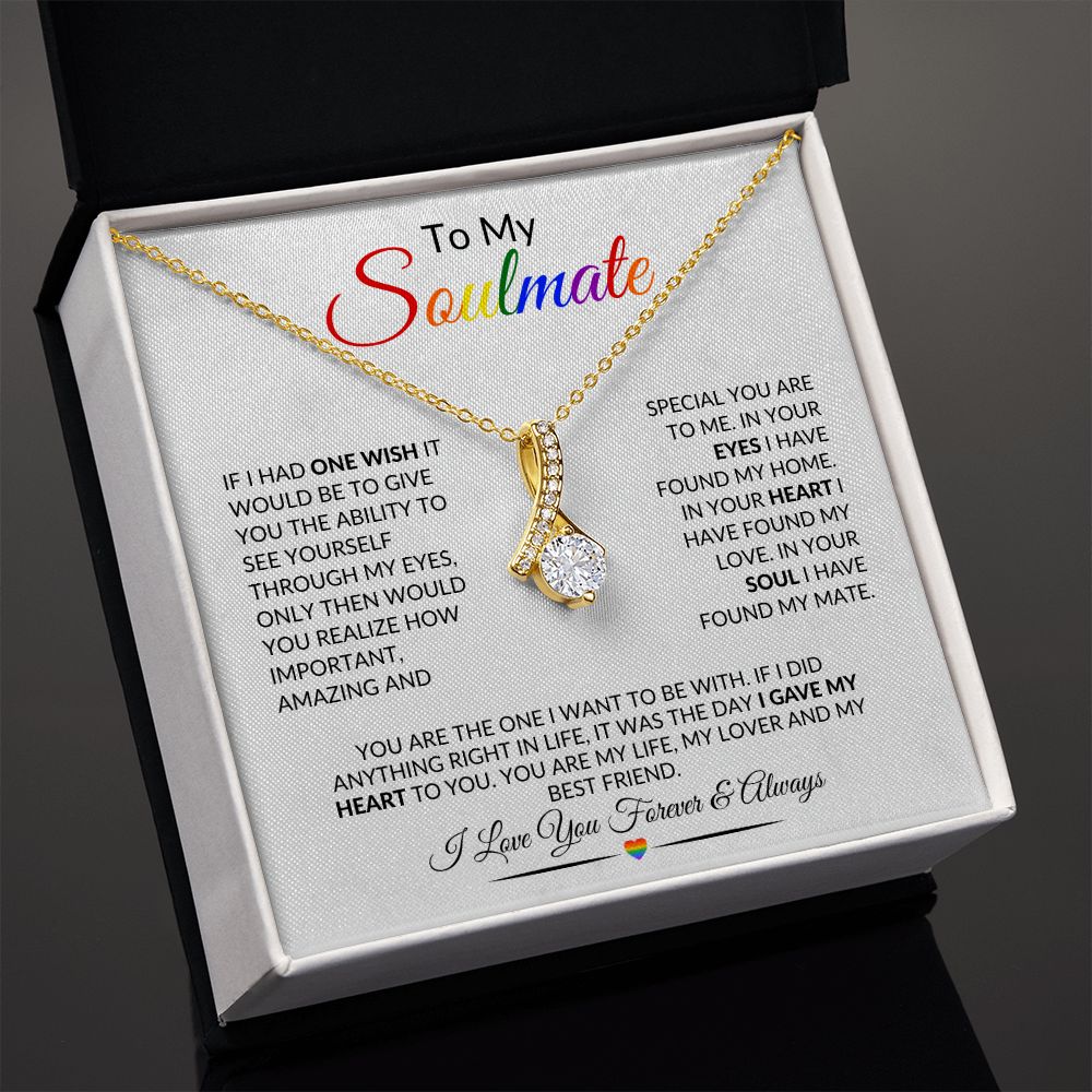 LGBTQ Soulmate Necklace 18K Gold | Pride Soulmate Necklace