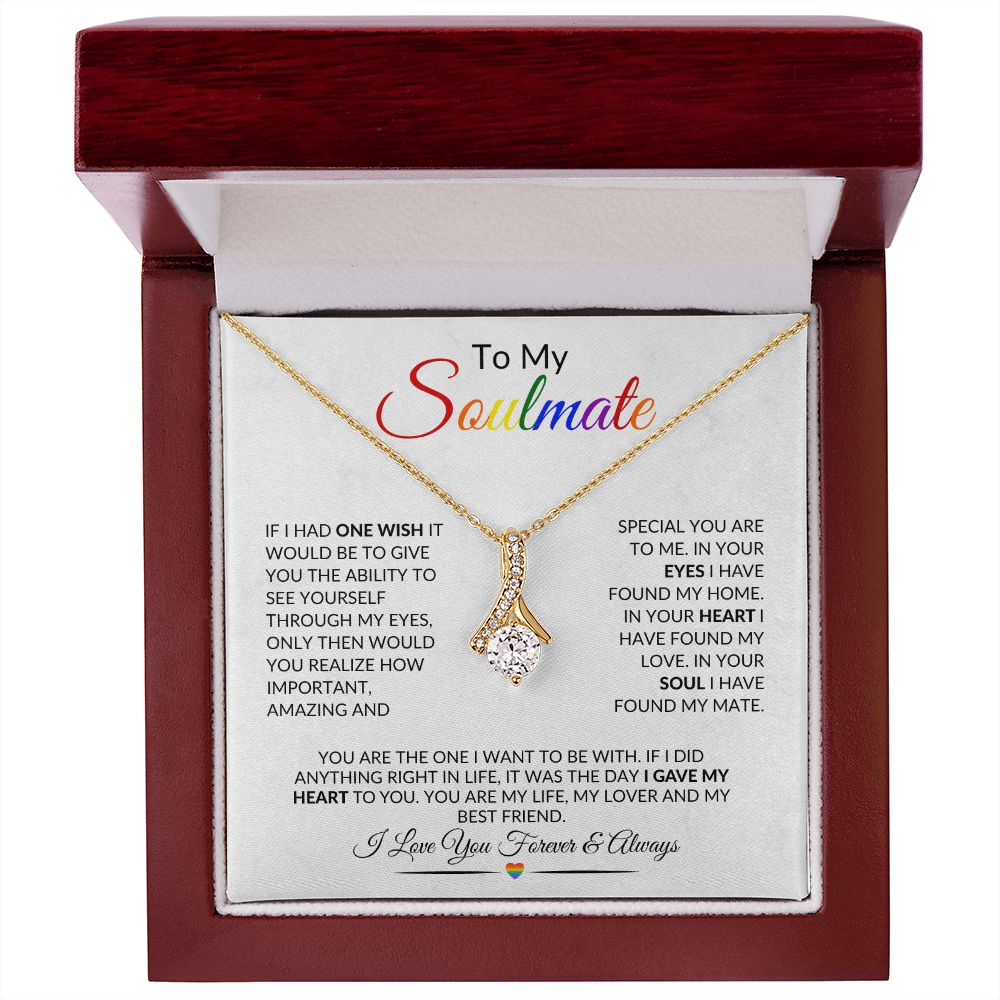 LGBTQ Soulmate Necklace 18K Gold | Pride Soulmate Necklace