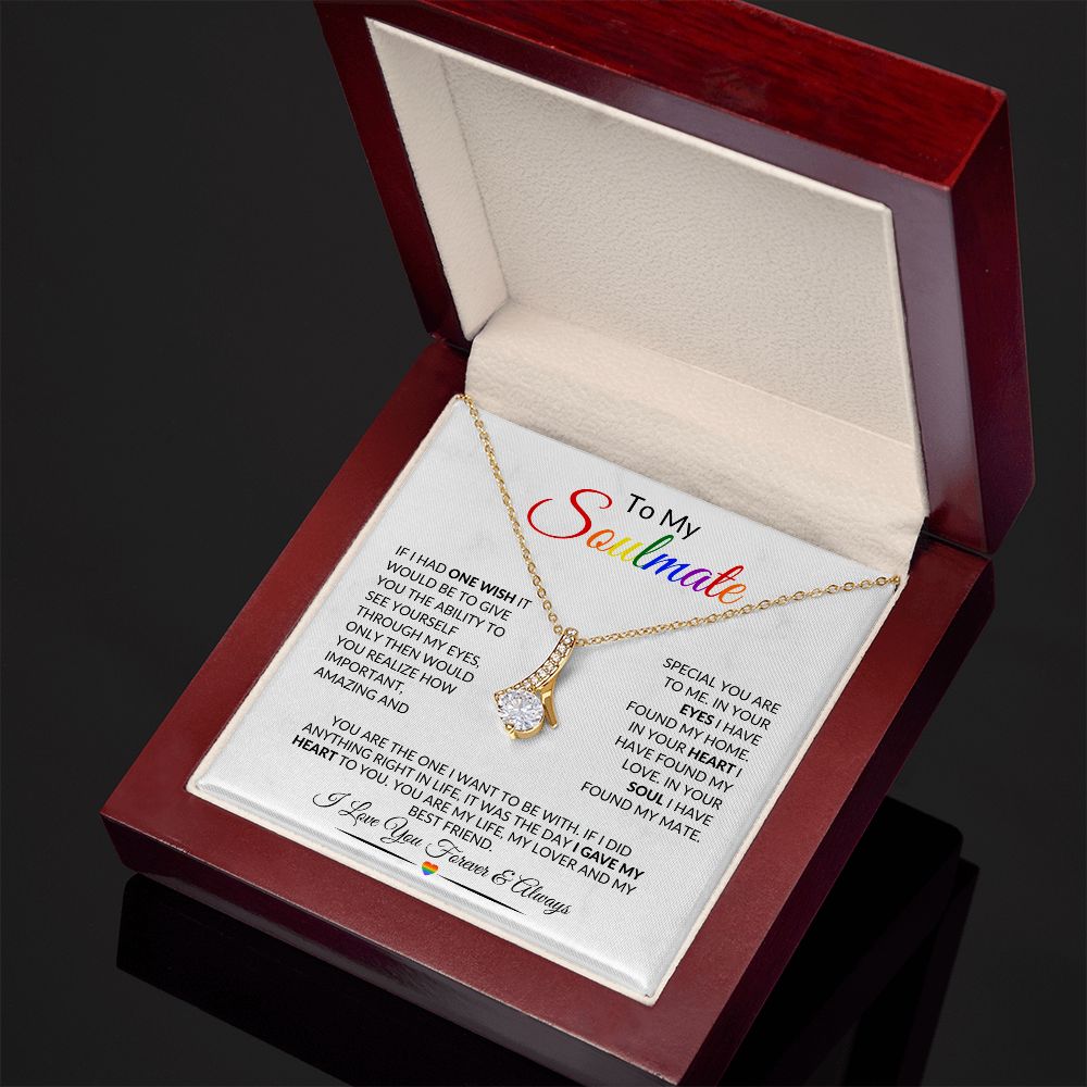LGBTQ Soulmate Necklace 18K Gold | Pride Soulmate Necklace
